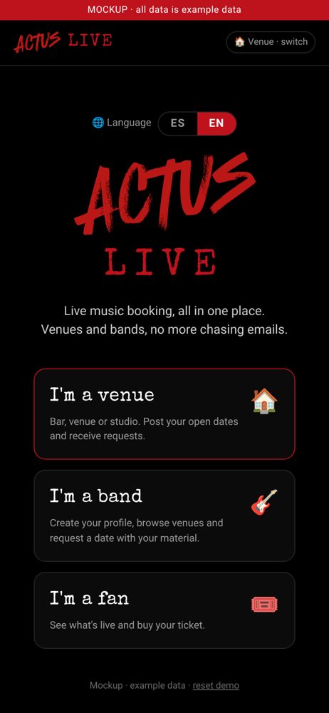 ACTUS LIVE welcome screen